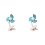 2PK Dreambaby Stroller Foam Travel Cooling Pram Fan Clip-On Portable Blue