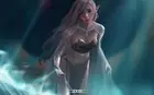 Anime trungbui drawing women blonde long hair pointy Custom Gaming Mat Desk