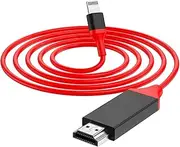 [Apple MFi Certified] Lightning to HDMI Adapter for iPhone,1080P Sync Screen Lightning Digital AV Adapter HDTV Cord Compatible with iPhone/iPad to TV Projector Monitor No Need Power Supply-6.6ft/Red