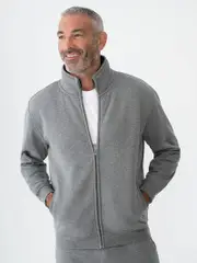 Mens Sherpa Fleece Full Zip Top Grey