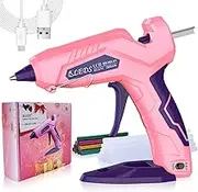 Cordless Glue Gun, BLEDS Rechargeable Fast Preheating Hot Glue Gun Kit with 2900 mAh Li-ion Battery 30 Pcs Colorful Glue Sticks Stand-Up Mini Hot Glue Gun No-Drip USB-C for DIY Gift Craft Decor