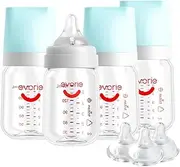 Evorie Tritan Baby Feeding Bottle & Teat for Milk Formula - Crystal-Clear, Wide Neck & Anti-Colic (Bluebell, 160ml (Pack of 4+3))
