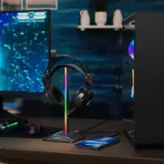 RGB Lights Headphone Stand with Type-c USB Ports Headphone Holder for All Gamers