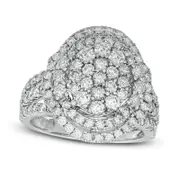 2.0 CT. T.W. Oval Composite Natural Diamond Double Halo Frame Ring in Solid 14K White Gold