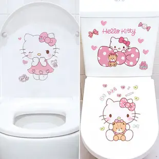 Hello Kitty 可愛 馬桶貼紙 裝飾貼 馬桶蓋貼畫 馬桶貼 自粘貼  防水貼 廁所衛生間裝飾牆貼 居家裝飾 牆布