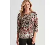 NONI B - Womens Tops - Knitwear Animal Print Top - Brown