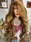 22” MOCHA LATTE’ Long curly layered lace front wig + Full bangs! Side parting *R