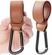 Charming Decoration 2 Pack Stroller Hooks Durable Leather Style Adjustable Carabiner Clips for Diaper Bags, Grocery Shopping & More Fits Nuna, Uppababy, BOB Strollers, Bikes, Scooters & Wheelchairs
