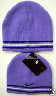 NWT NIKE PURPLE & WHITE SWOOSH PULL ON BEANIE HAT 4-6X