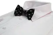 [Zasel] Boys Black With Silver Dogs Patterned Cotton Bow Tie Black, Silver
