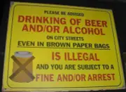 VINTAGE BEER and/or ALCOHOL ILLEGAL CITY STREET SIGN 60s Tin art bar Liquor