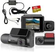 Elinz 3 Channel Dash Cam 4K+1080P+2K Three Way WiFi GPS Night Vision Supercapacitor Sony Starvis Car DVR,Hardwire Kit, G-Sensor, Parking Mode, Time-Lapse Recording, 128GB U3 Card Included