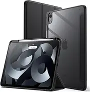 [JETech] Case for iPad Air 11-Inch M3/M2 (2025/2024), iPad Air 5/4 (2022/2020 5th/4th) with Pencil Holder, Clear Transparent Back Slim Stand Shockproof Tablet Cover, Auto Wake/Sleep (Black)