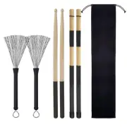 Drum Stick Set,1 Pair 5A Classic Maple Wood Drum Sticks and 1 Pair Retractabl...