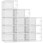 X-Large Shoe Storage Boxes Organizers Closet 12 Pack, Fit Size 11,Clear Plastic