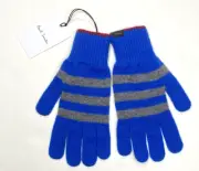 Paul Smith Blue Grey Striped Lambswool Knitted Gloves Scotland One Size New Tag