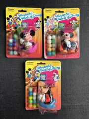 SET OF 3 Wonderful World Disney MICKEY MINNIE GOOFY Gumball Pocket Pack VINT NIP