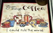 NEW SEALED DIMENSIONS "Enough Coffee Rule World" STAMPED CROSS STITCH KIT 65019