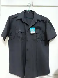 在飛比找Yahoo!奇摩拍賣優惠-保全制服中山裝短袖夏季工作服黑色尺寸17號L-XL號團體守衛