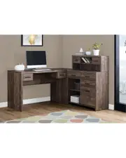 Monarch Specialties 63in Brown Corner Shelf Desk