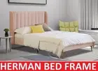 PREMIUM HERMAN KING SINGLE DOUBLE QUEEN KING SIZE PINK VELVET WING BED FRAME