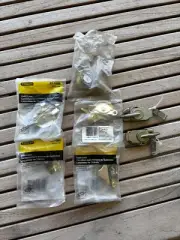 NOS 3-pack lot Stanley 57-1060 Bright Brass Window Security Sash Lock plus other