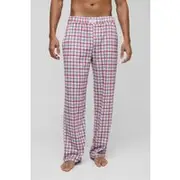Mens Pink Relaxed Check Lounge Joggers