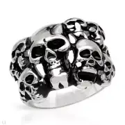 Gentlemens Skull Ring Crafted in Black Enamel and Stainless steel Size 11