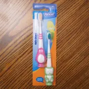 New REXALL Kid's Character #220 Toothbrushes 2 Ct with Suction Cup Base