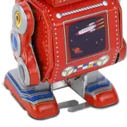 (Red)Wind Up Robot Toy Hand Made Decorative Vintage Clockwork Robot Toy HO