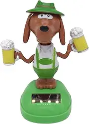 Solar Powered Dancing Figures, Car Dashboard Dancer Bobble Heads Toy Solar Powered Decoration, Wobble Dog Solar Dancing Dog with Beer Solar Powered Car Ornaments, Solar Dashboard Doll