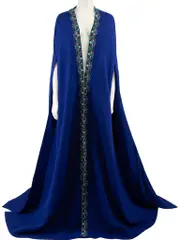 AW22 Blue Embroidered Accent Long Cape
