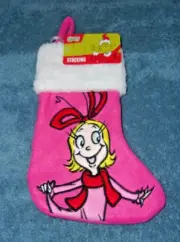 THE GRINCH MINI STOCKING 9" CINDY LOU WHO PINK PLUSH NEW WITH TAGS