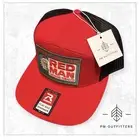 Vintage Red Man Tobacco Richardson 168 7-Panel Flat Bill Trucker Hat Red & Black