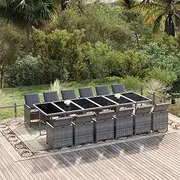 Patio Furniture Sets 13 Piece Garden Dining Set with Cushions Poly Rattan Grey
