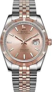 [BUREI] Men's Classic Automatic Watch BM-8001 with Stainless Steel Material and Enlarged Analog Date for Business use