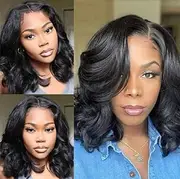 Black bob Wavy Wig for Black Women Wig Full Head Hair Extensions Wig Synthetic Hair