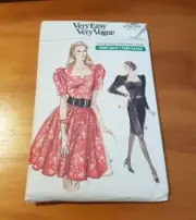 Vogue 7183 Vintage Sewing Pattern Dress 2 Styles Sizes 8-10-12 UNCUT