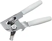 Swing-A-Way Portable Can Opener, Features an Ergonimic Handle for Optimal Comfort, and Built-in Bottle Opener for a 2-in-1 Tool, Durable Cutting Wheel, White