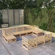 10 Piece Garden Lounge Set Solid Pinewood vidaXL