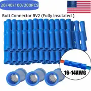 20-200pcs Blue Insulated Wire Crimp Butt Connector 16-14AWG Wire Splice Terminal