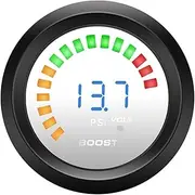 TYZYAGPGNL 52mm 2 in 1 Smoke Lens Boost Gauge Bar Psi/Vacuum/Water Temp/Oil Temp/Oil Pressure/Voltmeter/Tachometer RPM Car Gauge + Sensor Automotive Voltage Boost Meter(Boost Gauge PSI)