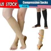 (3 Pairs) Compression Socks Knee High 30-40 mmHg Open Toe Men Women Sockings US