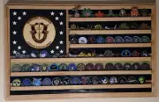 US ARMY SPECIAL FORCES CHALLENGE COIN DISPLAY FLAG HARDWOOD FLG-16