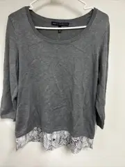 White House Black Market NWT Snake Print T wafer Pullover Smoked Pearl Top $99
