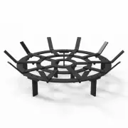 24-Inch Round Fireplace Grate Heavy Duty Fire Pit Grate Matte Black Firepla