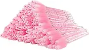 300 Pcs Disposable Crystal Mascara Wand Eyelash Brush Applicator Eyebrow Brush for EyeLash Extension Supplies (Pink)