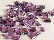 7x9mm Brazilian Amethyst Emerald Cut Stone Lot, 5 Pcs Pointed Back Emerald Cut