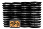 38oz Black Rectangular Microwavable Food Storage Meal Prep Container w Lid 150pc