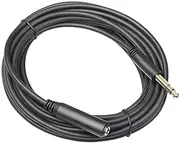 6.35mm Headphone Extension Cable TRS 1/4" Male to 1/4" Female Cord Stereo - Black, 20ft